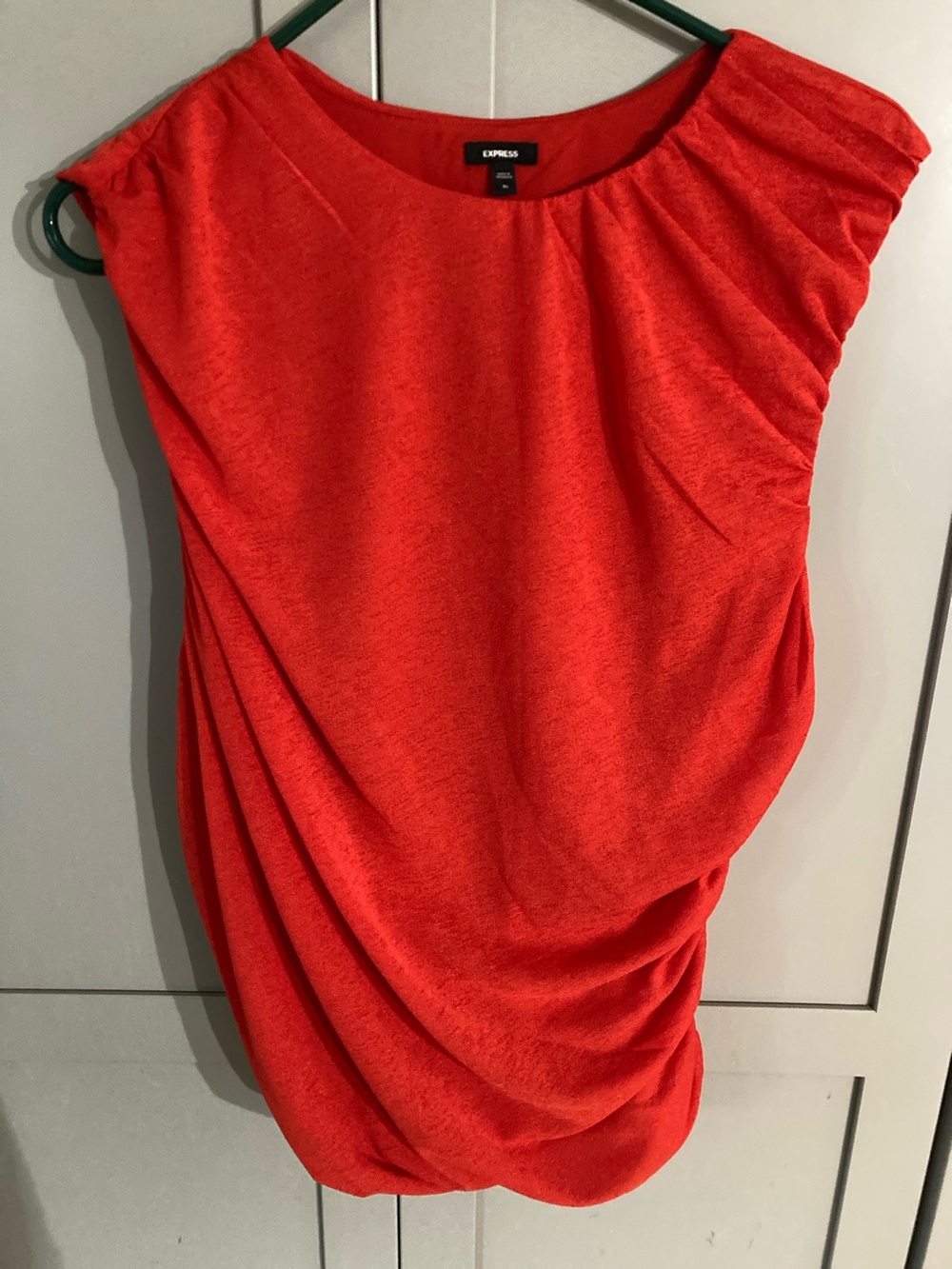 Express Draped Tunic in Bright Red-Orange